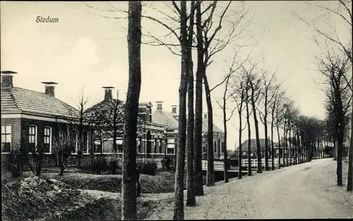 Ak Stedum Groningen, Blick in die Allee, Häuser