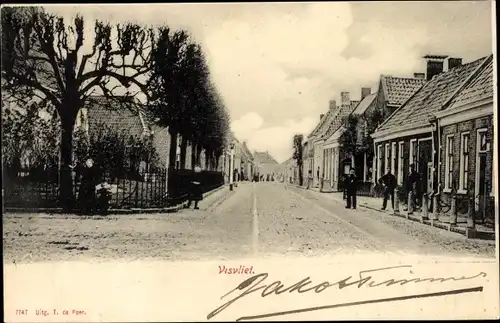 Ak Visvliet Groningen, Straßenpartie, Anwohner