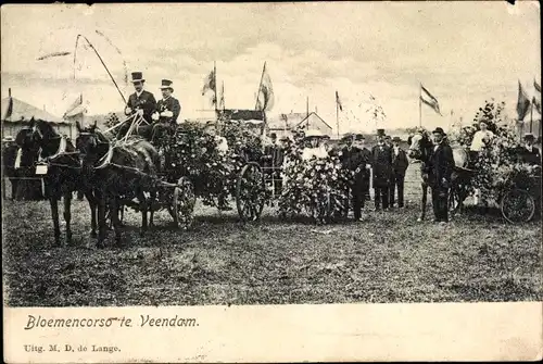 Ak Veendam Groningen, Bloemencorso, Blumenzug