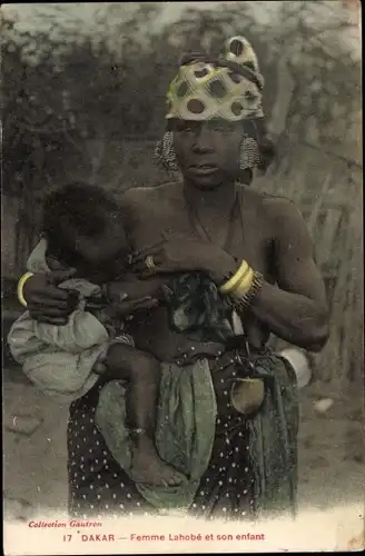 Ak Dakar, Femme Lahobe et son enfant, Afrikanerin mit Kind