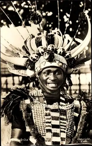 Ak Afrikaner in Tracht, Portrait, Schmuck, Krieger