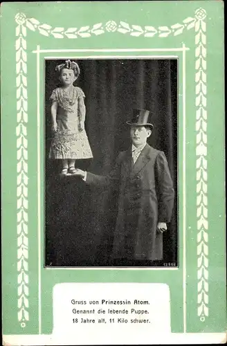 Ak Prinzessin Atom, Genannt die lebende Puppe, 18 Jahre alt, 11 Kilo schwer