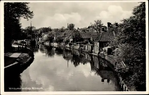 Ak Winsum Groningen Niederlande, Winsummerdiep, Flusslauf