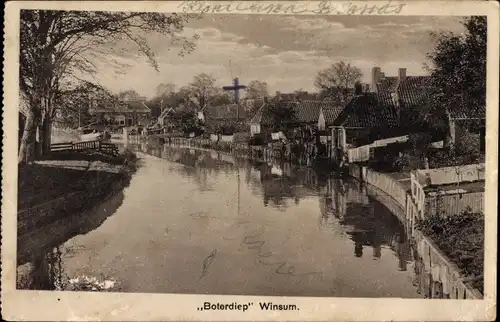 Ak Winsum Groningen Niederlande, Boterdiep, Flusslauf