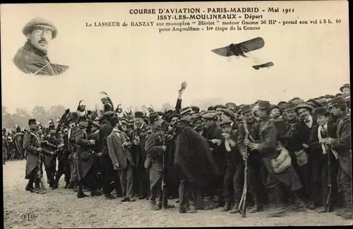 Ak Flugzeug, Flugpionier, Le Lasseur de Ranzay sur monoplan Bleriot