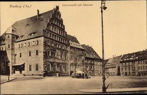 Ak Freiberg in Sachsen, Untermarkt mit Museum