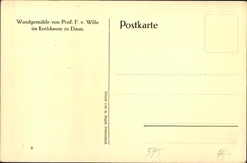 Künstler Ak v. Wille, F., Gerolstein in der Eifel, Wandgemäde im Kreishause zu Daun