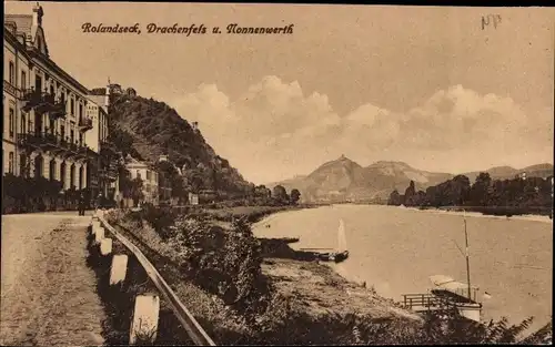 Ak Rolandseck Remagen am Rhein, Drachenfels u. Nonnenwerth