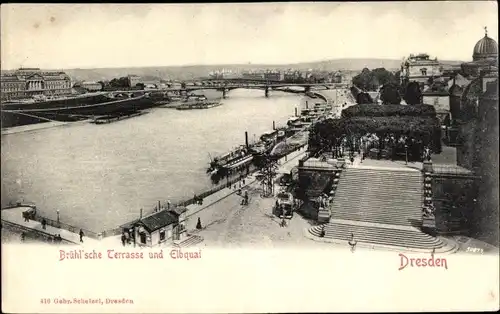 Ak Dresden Altstadt, Brühlsche Terrasse und Elbquai