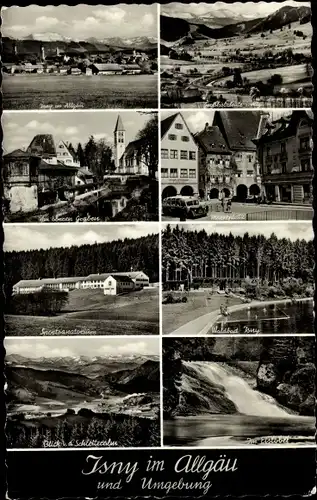 Ak Isny im Allgäu, Panorama, Sanatorium, Marktplatz, Waldbad