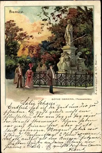 Litho Berlin Tiergarten, Goethe Denkmal