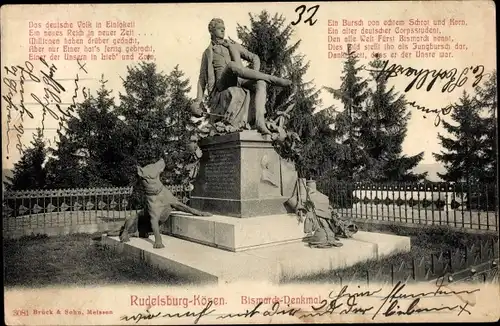 Ak Bad Kösen Naumburg an der Saale, Rudelsburg, Bismarck-Denkmal