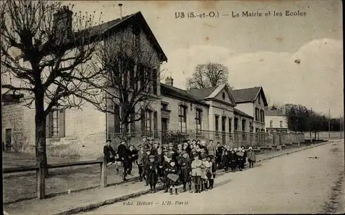 Ak Us Val d´Oise, La Mairie et les Ecoles