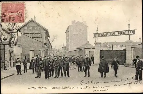 Ak Saint Denis Seine Saint Denis, Ateliers Belleville 1, Generateurs Belleville