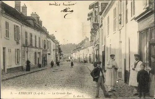 Ak Étréchy Essonne, La Grande Rue