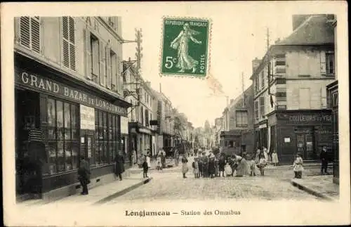 Ak Longjumeau Essonne, Station des Omnibus, Grand Bazar