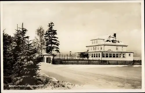 Ak Langenbernsdorf in Sachsen, Waldkurheim im Winter