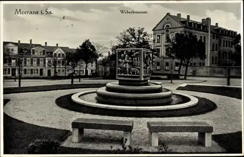 Ak Meerane in Sachsen, Weberbrunnen