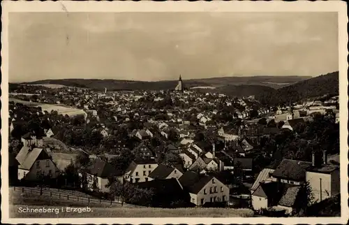 Ak Schneeberg im Erzgebirge, Panoramablick auf die Stadt