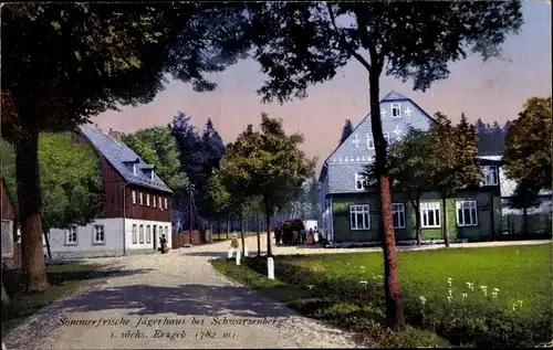 Ak Schwarzenberg im Erzgebirge Sachsen, Jägerhaus, Straßenpartie