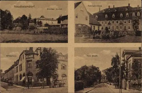 Ak Neudietendorf in Thüringen, Mädchenanstalt, Schwesternhaus, Brüderhaus, Neue Straße