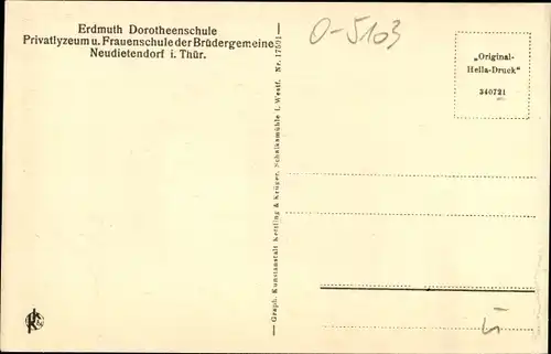 Ak Neudietendorf in Thüringen, Erdmuth Dorotheenschule der Brüdergemeine, Wohnraum