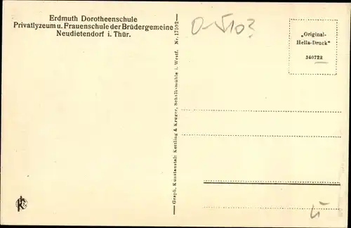 Ak Neudietendorf in Thüringen, Erdmuth Dorotheenschule der Brüdergemeine, Arbeitszimmer