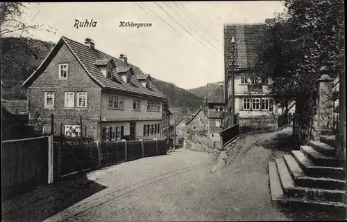 Ak Ruhla in Thüringen, Blick in die Köhlergasse