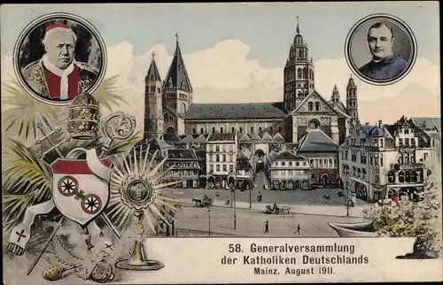 Ak Mainz am Rhein, 58. Generalversammlung der Katholiken Deutschlands 1911