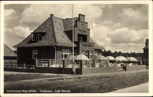 Ak Südstrand Wyk auf Föhr Nordfriesland, Cafe Warnke