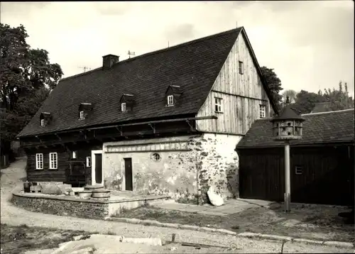 Ak Landwüst Markneukirchen im Vogtland Sachsen, Vogtländisches Bauernhaus, Taubenschlag