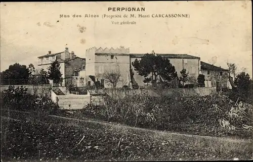 Ak Perpignan Pyrénées Orientales, Mas des Aloes, Propriete de M. Henri Carcassonne, Vue generale