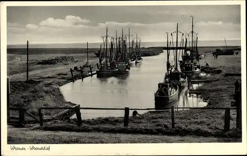 Ak Nordseebad Wremen Wurster Nordseeküste, Wremertief, Fischerboote