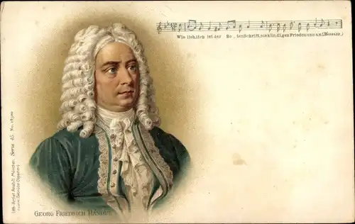 Litho Georg Friedrich Händel, Deutsch-britischer Komponist, Portrait, Messias