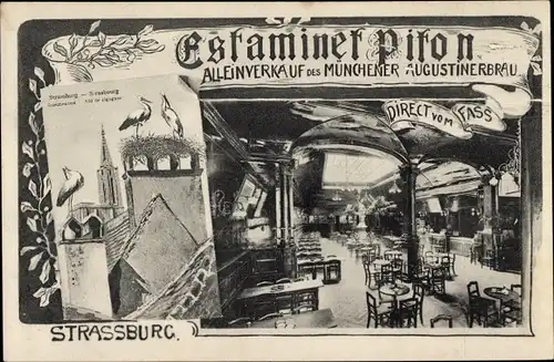 Ak Strasbourg Straßburg Elsass Bas Rhin, Estaminet Piton, Augustinerbräu, Münster