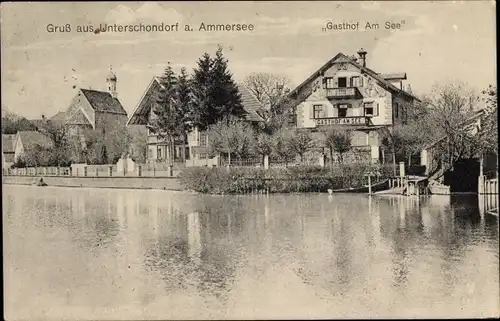 Ak Unterschondorf Schondorf am Ammersee Oberbayern, Gasthof am See