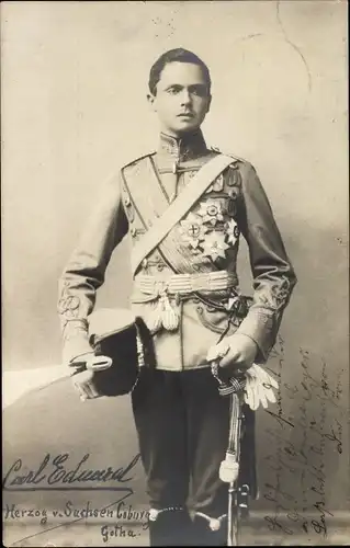 Ak Herzog Carl Eduard von Sachsen Coburg Gotha, Uniform, Orden