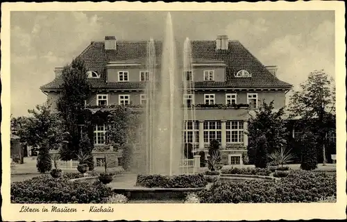 Ak Giżycko Lötzen Lözen Masuren Ostpreußen, Kurhaus, Springbrunnen
