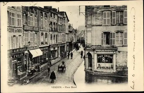 Ak Verdun Meuse, Place Mazel, Geschäfte