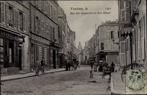 Ak Verdun Meuse, Rue des Augustins, Rue Mazel