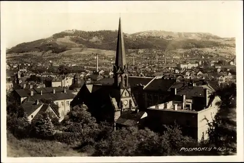 Ak Podmokly Bodenbach Děčín Tetschen an der Elbe Region Aussig, Gesamtansicht, Turm
