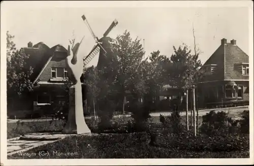 Ak Winsum Groningen Niederlande, Monument, Windmühle