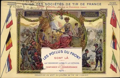 Ak Union des Societes de Tir de France, Les Poilus du Front, Soldaten