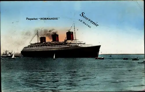 Ak Dampfer, Dampfschiff, Paquebot Normandie, French Line, CGT