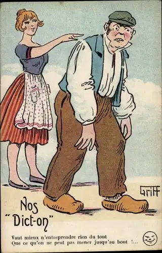 Künstler Ak Griff, Nos Dicton, Vaut mieux n'entreprendre rien du tout, Franzosen