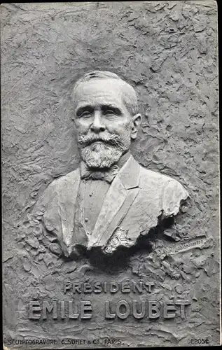 Ak Emile Loubet, Präsident von Frankreich, Relief