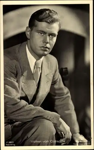 Ak Schauspieler Volker von Collande, Portrait, Ross Verlag A 2981/1