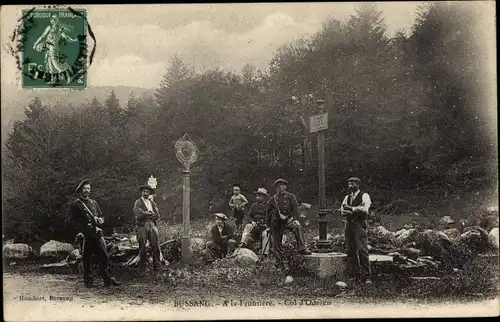 Ak Bussang Vosges, A la Frontiere, Col d'Oderen