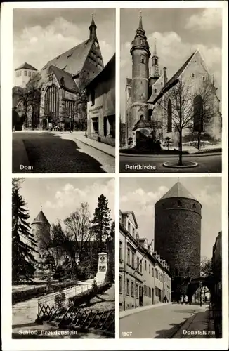 Ak Freiberg in Sachsen, Dom, Petrikirche, Schloss Freudenstein, Donathsturm
