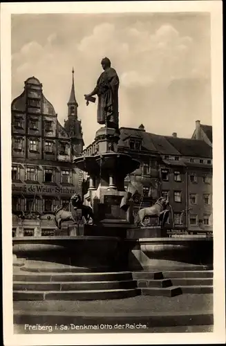 Ak Freiberg Sachsen, Denkmal Otto der Reiche, Wein Stuben